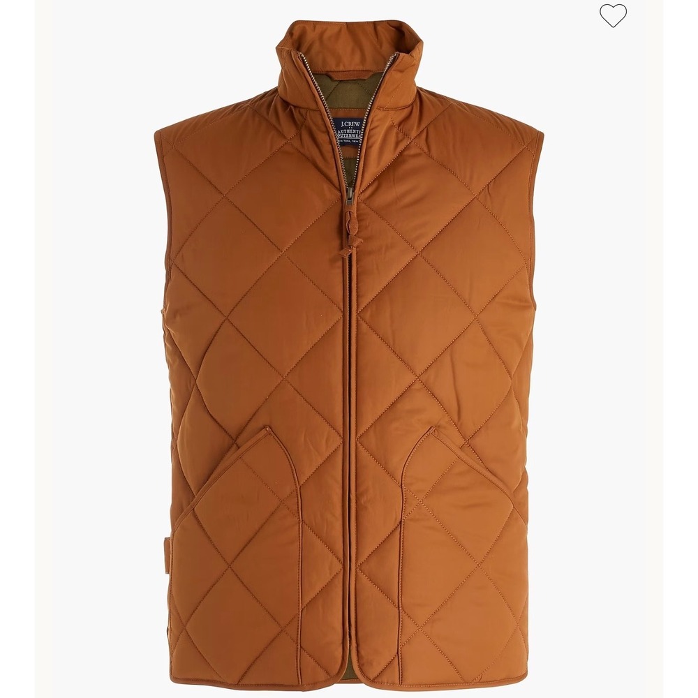 New J.Crew Walker Quilted Vest Glazed Pecan Brown Mens Large NWT